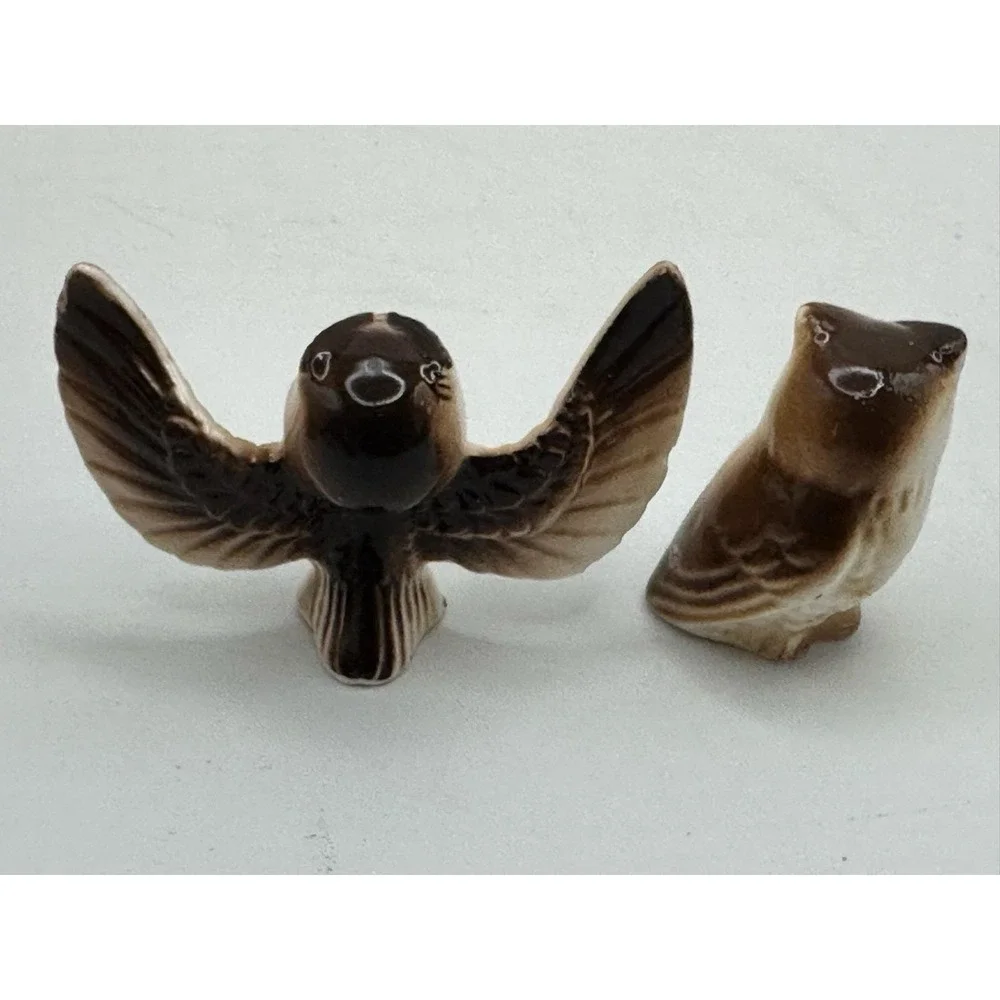 Vintage Ceramic‎ Miniature Owls  Can Be Used As Cake Toppers